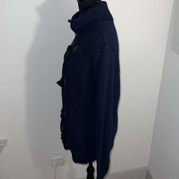 Express dark blue zip up toggle closure heavy knit sweater  Sz XL - Picture 4 of 9